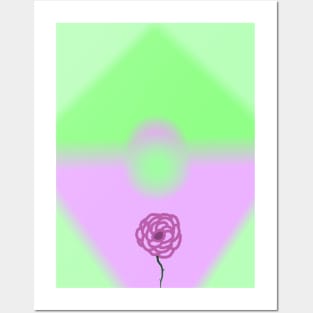 Purple/Pink and Green Rose Aesthetic Posters and Art